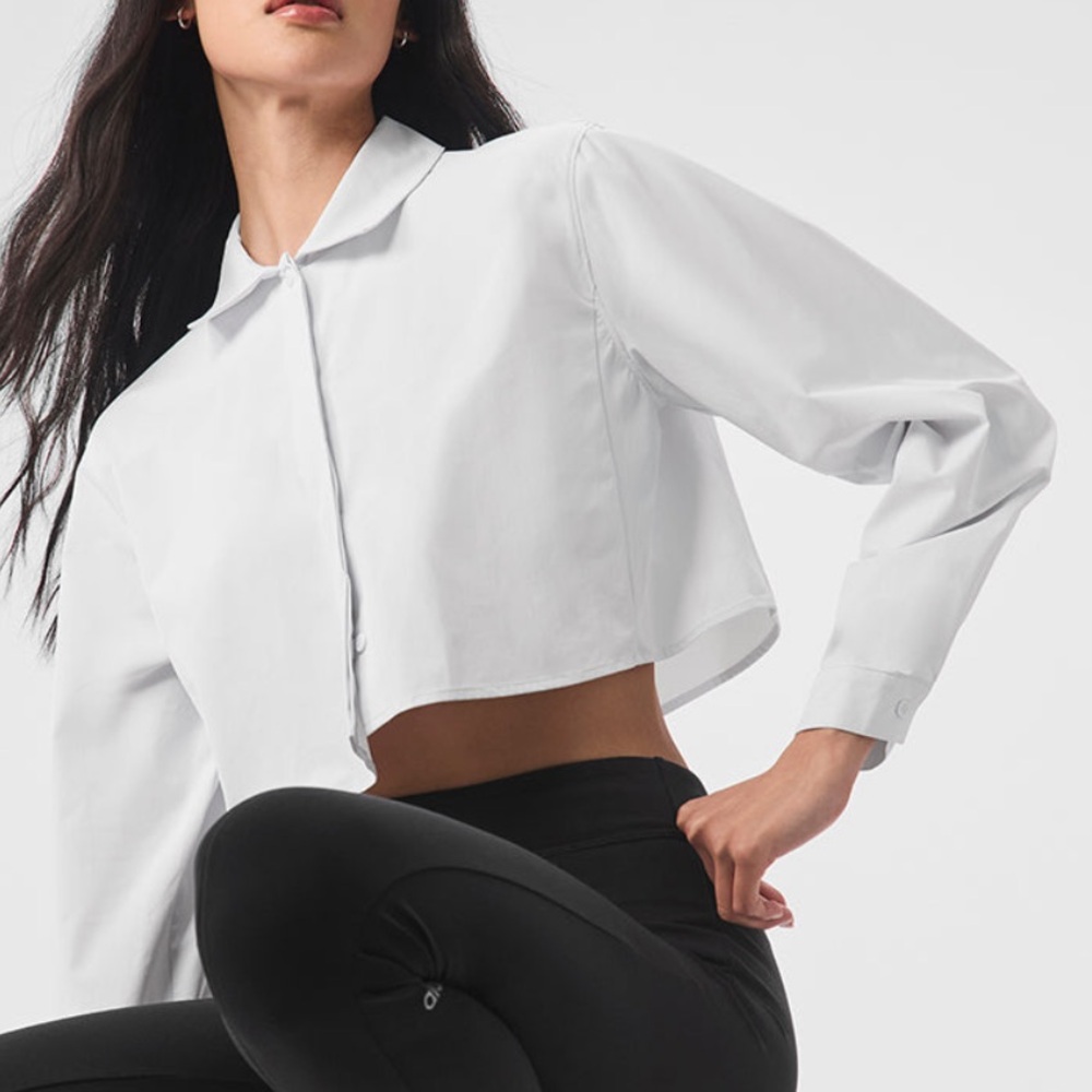 Alo Cropped Take Me Out Button Up - XS White